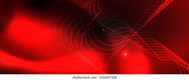 Shiny neon techno template. Neon lines background, 80s style laser rays. Vector