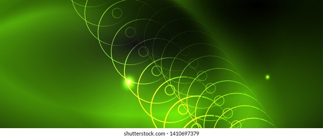 Shiny neon techno template. Neon lines background, 80s style laser rays. Vector