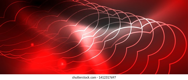 Shiny neon techno template. Neon lines background, 80s style laser rays. Vector