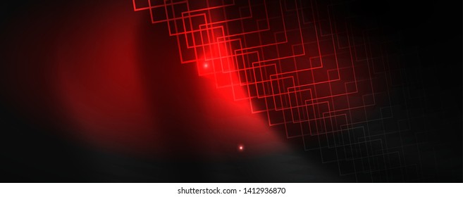 Plantilla tecno de neón brillante. Fondo de líneas de neón, rayos láser al estilo de los años 80. Vector