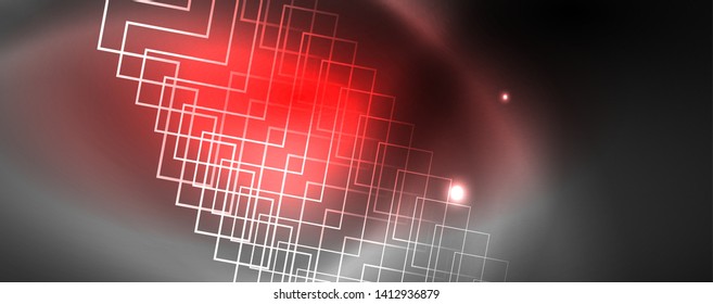 Leuchtende Neontechno-Vorlage. Neonfarbener Hintergrund, Laserstrahlen im Stil der 80er Jahre. Vektorgrafik