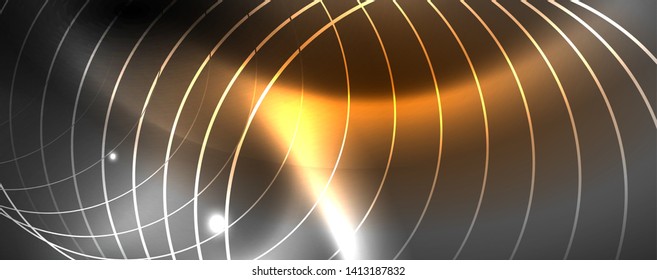 Modelo de tecno de neon brilhante. Plano de fundo de linhas de néon, raios laser estilo dos anos 80. Vetor