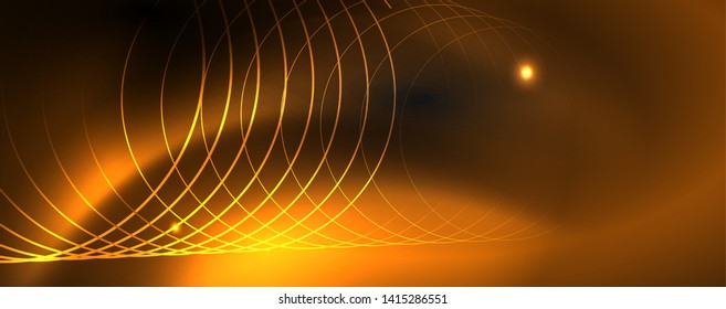 Shiny neon techno template. Neon lines background, 80s style laser rays. Vector