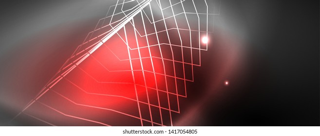Shiny neon techno template. Neon lines background, 80s style laser rays. Vector