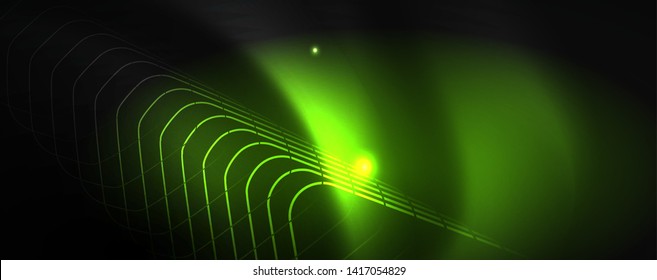 Shiny neon techno template. Neon lines background, 80s style laser rays. Vector