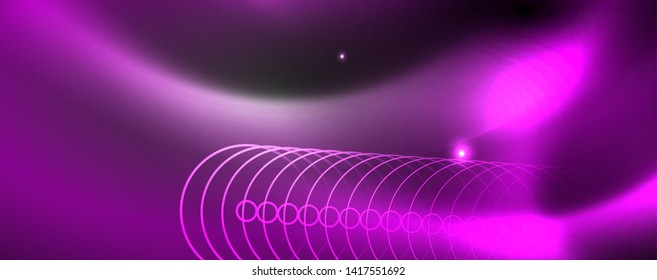 Shiny neon techno template. Neon lines background, 80s style laser rays. Vector