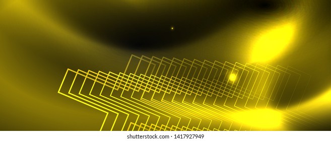 Leuchtende Neontechno-Vorlage. Neonfarbener Hintergrund, Laserstrahlen im Stil der 80er Jahre. Vektorgrafik