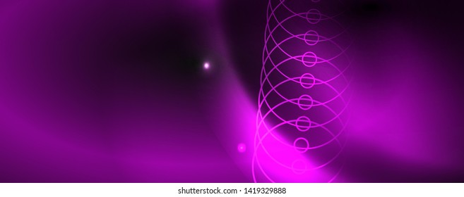 Shiny neon techno template. Neon lines background, 80s style laser rays. Vector