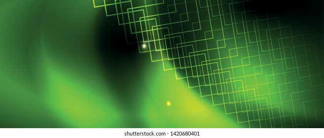Shiny neon techno template. Neon lines background, 80s style laser rays. Vector
