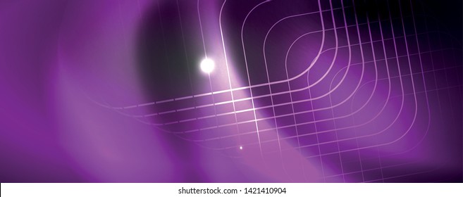 Shiny neon techno template. Neon lines background, 80s style laser rays. Vector