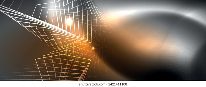 Shiny neon techno template. Neon lines background, 80s style laser rays. Vector