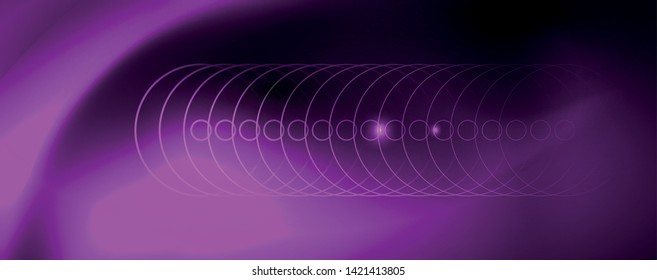 Plantilla tecno de neón brillante. Fondo de líneas de neón, rayos láser al estilo de los años 80. Vector