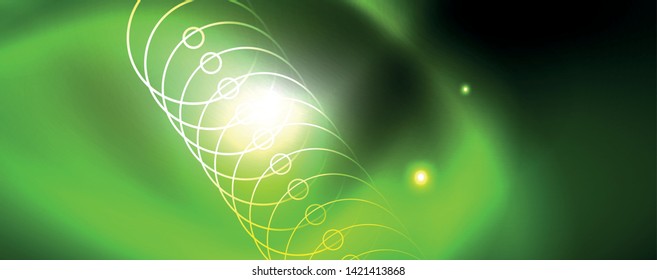 Shiny neon techno template. Neon lines background, 80s style laser rays. Vector