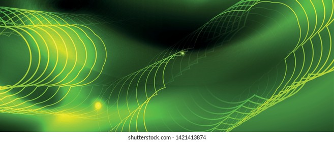 Plantilla tecno de neón brillante. Fondo de líneas de neón, rayos láser al estilo de los años 80. Vector