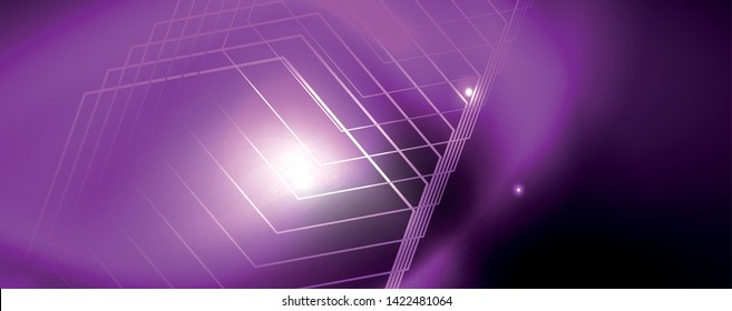 Shiny neon techno template. Neon lines background, 80s style laser rays. Vector