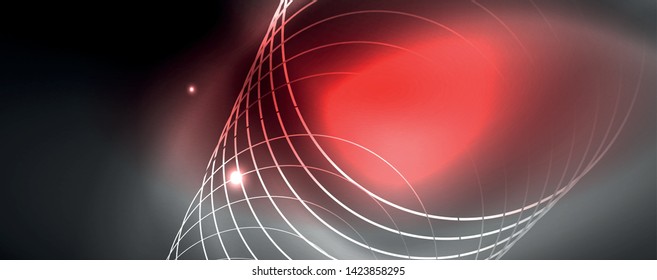 Shiny neon techno template. Neon lines background, 80s style laser rays. Vector
