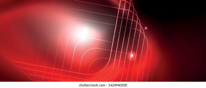 Plantilla tecno de neón brillante. Fondo de líneas de neón, rayos láser al estilo de los años 80. Vector