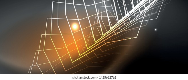 Shiny neon techno template. Neon lines background, 80s style laser rays. Vector