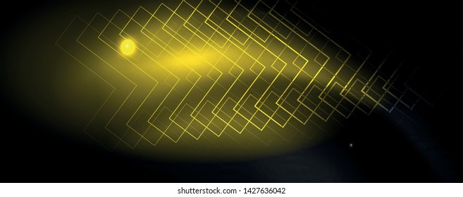 Plantilla tecno de neón brillante. Fondo de líneas de neón, rayos láser al estilo de los años 80. Vector