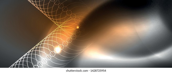Plantilla tecno de neón brillante. Fondo de líneas de neón, rayos láser al estilo de los años 80. Vector