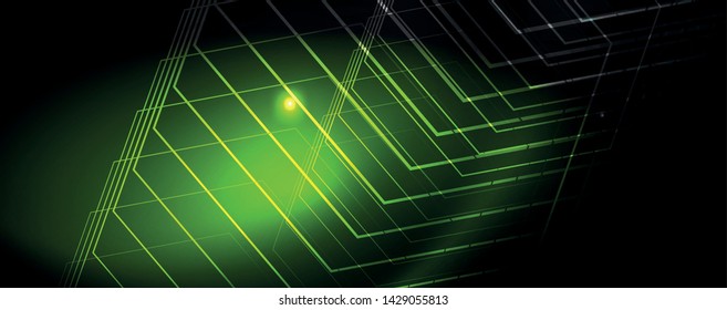 Shiny neon techno template. Neon lines background, 80s style laser rays. Vector