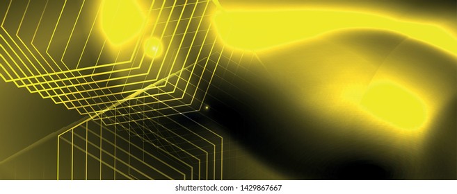 Shiny neon techno template. Neon lines background, 80s style laser rays. Vector