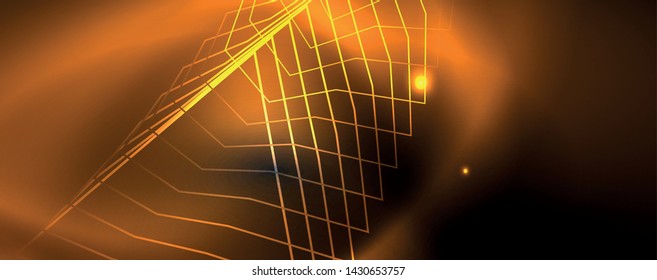 Leuchtende Neontechno-Vorlage. Neonfarbener Hintergrund, Laserstrahlen im Stil der 80er Jahre. Vektorgrafik