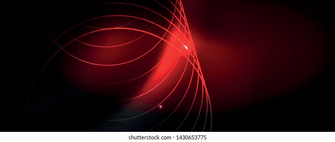 Shiny neon techno template. Neon lines background, 80s style laser rays. Vector