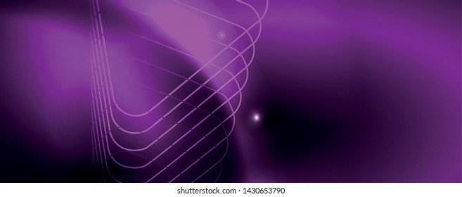 Shiny neon techno template. Neon lines background, 80s style laser rays. Vector