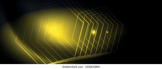 Shiny neon techno template. Neon lines background, 80s style laser rays. Vector