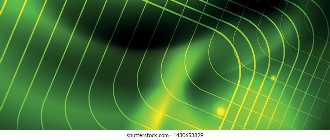 Leuchtende Neontechno-Vorlage. Neonfarbener Hintergrund, Laserstrahlen im Stil der 80er Jahre. Vektorgrafik