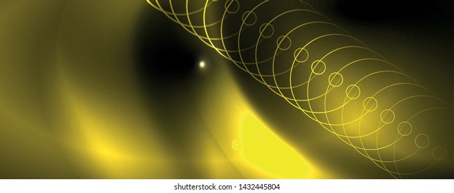 Leuchtende Neontechno-Vorlage. Neonfarbener Hintergrund, Laserstrahlen im Stil der 80er Jahre. Vektorgrafik