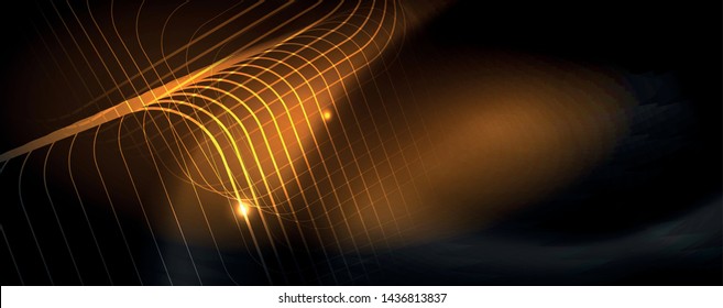 Leuchtende Neontechno-Vorlage. Neonfarbener Hintergrund, Laserstrahlen im Stil der 80er Jahre. Vektorgrafik