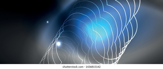 Leuchtende Neontechno-Vorlage. Neonfarbener Hintergrund, Laserstrahlen im Stil der 80er Jahre. Vektorgrafik