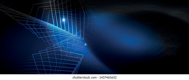 Shiny neon techno template. Neon lines background, 80s style laser rays. Vector