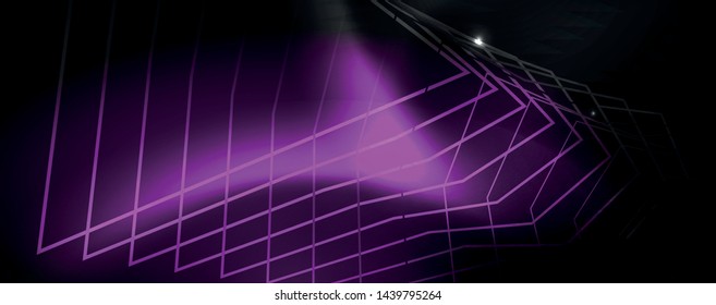 Shiny neon techno template. Neon lines background, 80s style laser rays. Vector