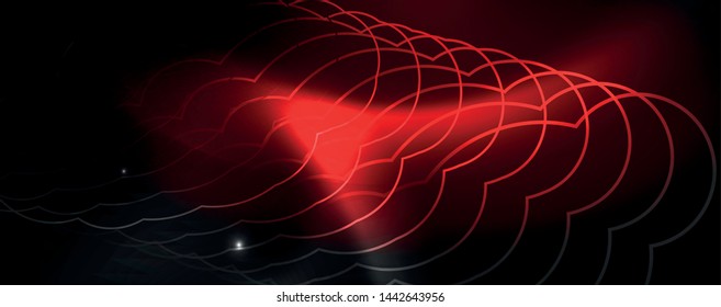 Shiny neon techno template. Neon lines background, 80s style laser rays. Vector