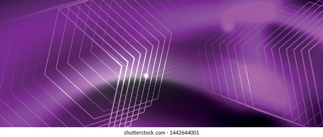 Shiny neon techno template. Neon lines background, 80s style laser rays. Vector