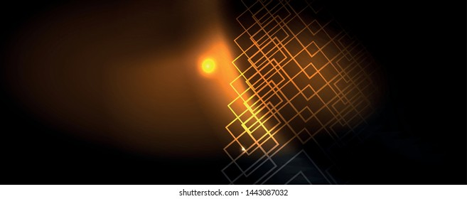 Shiny neon techno template. Neon lines background, 80s style laser rays. Vector