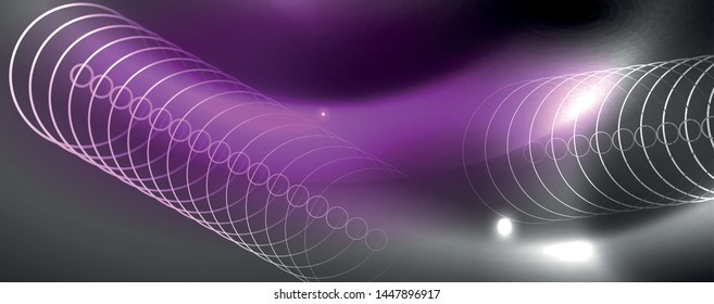 Modelo de tecno de neon brilhante. Plano de fundo de linhas de néon, raios laser estilo dos anos 80. Vetor