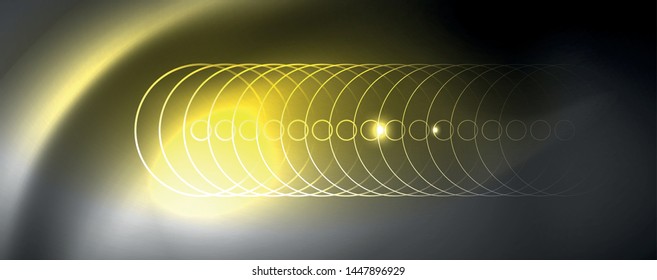 Shiny neon techno template. Neon lines background, 80s style laser rays. Vector