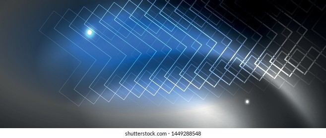 Shiny neon techno template. Neon lines background, 80s style laser rays. Vector