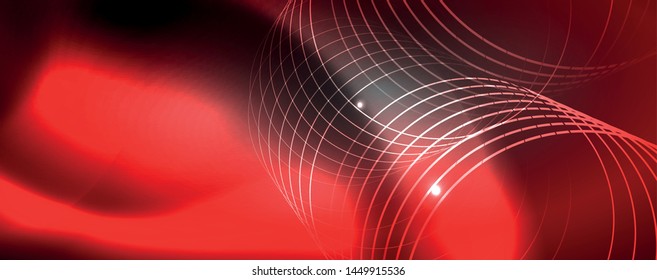 Shiny neon techno template. Neon lines background, 80s style laser rays. Vector