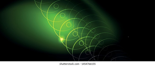 Shiny neon techno template. Neon lines background, 80s style laser rays. Vector