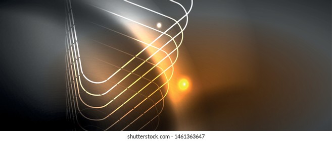 Shiny neon techno template. Neon lines background, 80s style laser rays. Vector