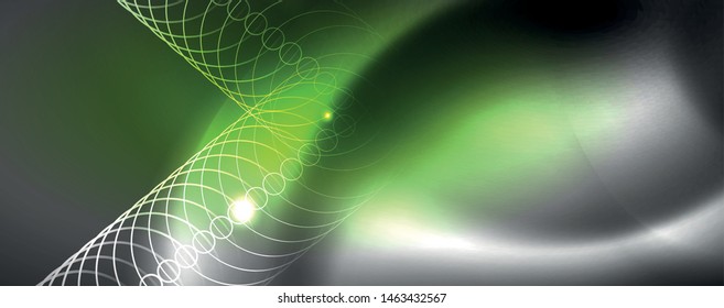 Plantilla tecno de neón brillante. Fondo de líneas de neón, rayos láser al estilo de los años 80. Vector