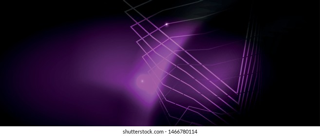 Shiny neon techno template. Neon lines background, 80s style laser rays. Vector