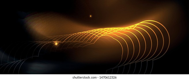 Shiny neon techno template. Neon lines background, 80s style laser rays. Vector