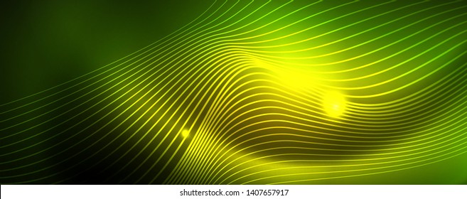 Fondo abstracto de línea de onda de neón brillante, concepto de movimiento, ilustración vectorial