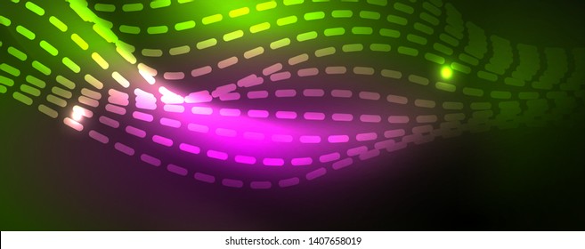 Shiny neon vector wave line abstract background, motion concept, vector illustration